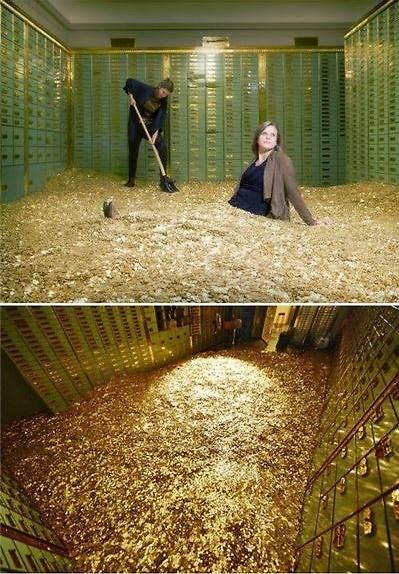 瑞典網(wǎng)店推出“金錢浴”，800萬枚硬幣堆成金“浴池”。